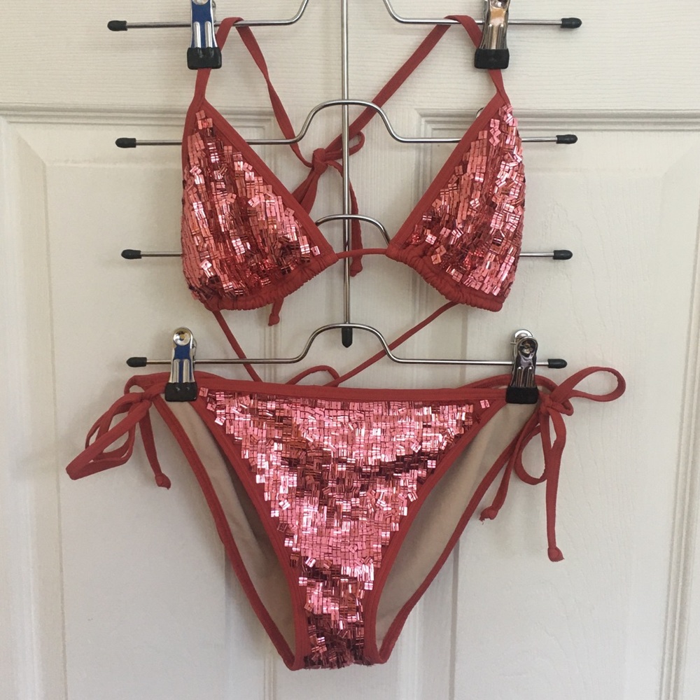 VIctoria’s Secret Red Sequined Bikini (size S/M)